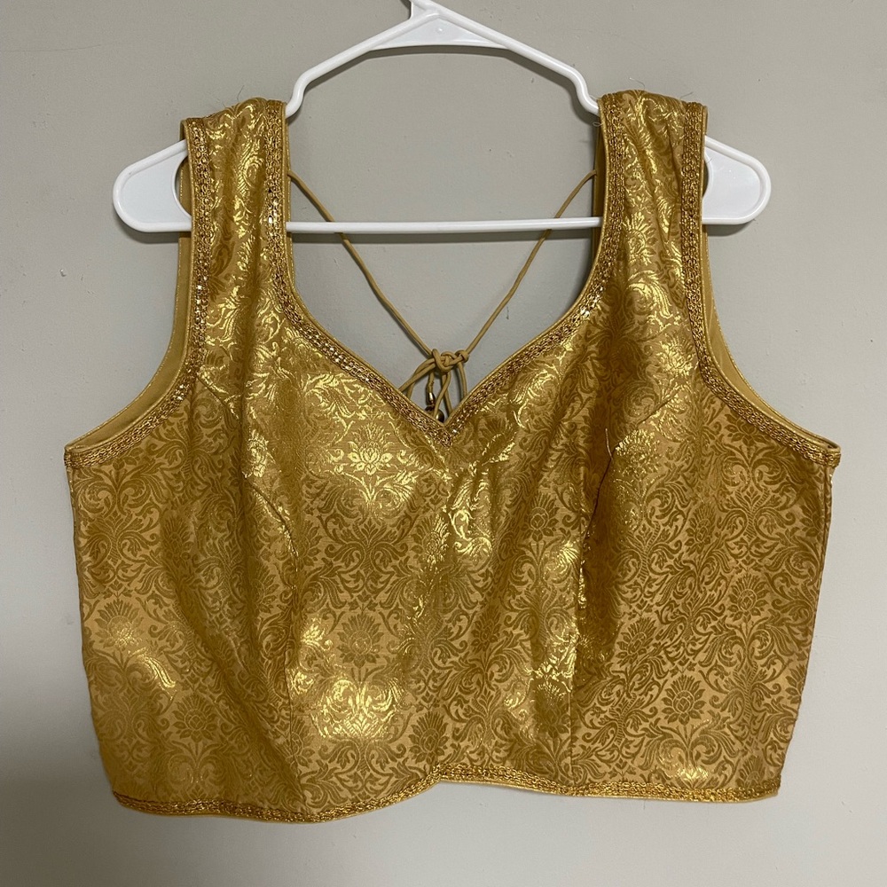 XL gold Saree top